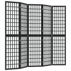 Składany parawan 5-panelowy, styl japoński, 200x170 cm, czarny