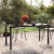 Stół ogrodowy, czarny, 160x80x74 cm, stal i szkło hartowane