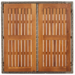 Stół ogrodowy z drewnianym blatem, szary, 90x90x75 cm rattan PE