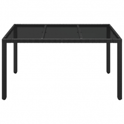 Stół ogrodowy ze szklanym blatem, czarny, 150x90x75cm rattan PE
