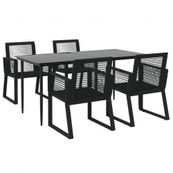 5-częściowy zestaw mebli ogrodowych, czarny, rattan PVC