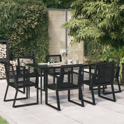 7-częściowy zestaw mebli ogrodowych, czarny, rattan PVC