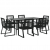 7-częściowy zestaw mebli ogrodowych, czarny, rattan PVC
