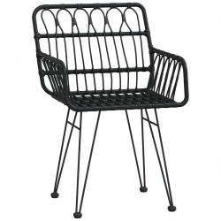 Krzesła ogrodowe, 2 szt., czarne, 56x64x80 cm, rattan PE