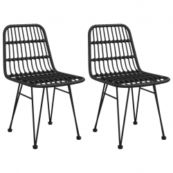 Krzesła ogrodowe, 2 szt., czarne, 48x62x84 cm, rattan PE