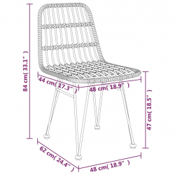 Krzesła ogrodowe, 2 szt., czarne, 48x62x84 cm, rattan PE