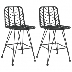 Stołki barowe, 2 szt., czarne 45x56x103,5 cm, PE, rattan i stal