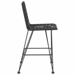 Stołki barowe, 2 szt., czarne 45x56x103,5 cm, PE, rattan i stal