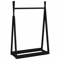 Wieszak na ubrania, czarny, 100x45x150, lite drewno sosnowe