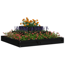 Donica, czarna, 80x80x27 cm, lite drewno sosnowe