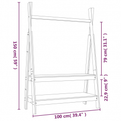 Wieszak na ubrania, 100x45,5x150 cm, lite drewno sosnowe