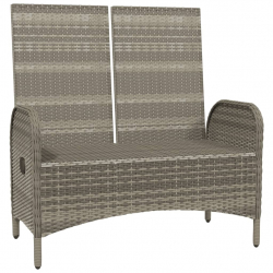 Rozkładana ławka ogrodowa, poduszki, 107 cm, rattan PE, szara