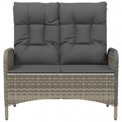 Rozkładana ławka ogrodowa, poduszki, 107 cm, rattan PE, szara