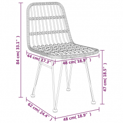 Krzesła ogrodowe, 2 szt., 48x62x84 cm, rattan PE
