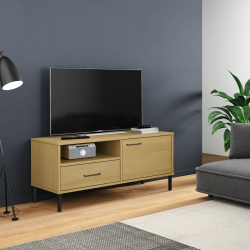Szafka pod TV OSLO, metalowe nóżki, brązowa, sosnowa
