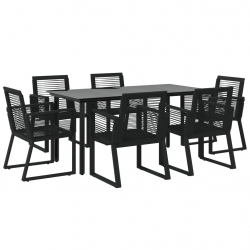 7-częściowy zestaw mebli ogrodowych, czarny, rattan PVC