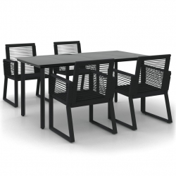 5-częściowy zestaw mebli ogrodowych, czarny, rattan PVC