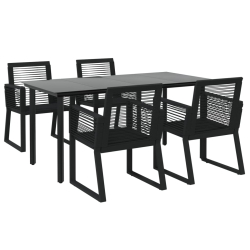 5-częściowy zestaw mebli ogrodowych, czarny, rattan PVC