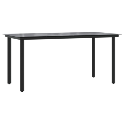 5-częściowy zestaw mebli ogrodowych, czarny, rattan PVC