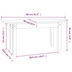 Stolik kawowy, 80x40x35 cm, lite drewno sosnowe