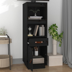 Kredens, czarny, 34x40x108,5 cm, lite drewno sosnowe