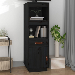 Kredens, czarny, 34x40x108,5 cm, lite drewno sosnowe