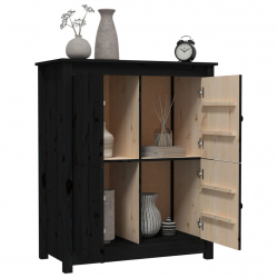 Szafka, czarna, 83x41,5x100 cm, lite drewno sosnowe