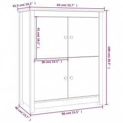 Szafka, czarna, 83x41,5x100 cm, lite drewno sosnowe