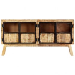 Szafka, brązowo-czarna, 160x30x80 cm, lite surowe drewno mango