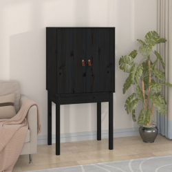 Kredens, czarny, 60x40x120 cm, lite drewno sosnowe