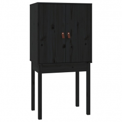 Kredens, czarny, 60x40x120 cm, lite drewno sosnowe
