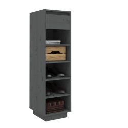 Szafka na buty, szara, 34x30x105 cm, lite drewno sosnowe