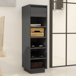 Szafka na buty, szara, 34x30x105 cm, lite drewno sosnowe