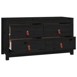 Komoda, czarna, 100x40x54 cm, lite drewno sosnowe