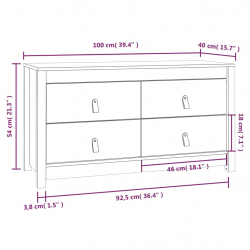 Komoda, czarna, 100x40x54 cm, lite drewno sosnowe