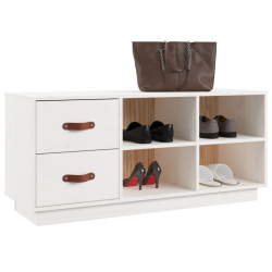 Szafka na buty, biała, 100x34x45 cm, lite drewno sosnowe