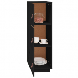 Kredens, czarny, 34x40x108,5 cm, lite drewno sosnowe