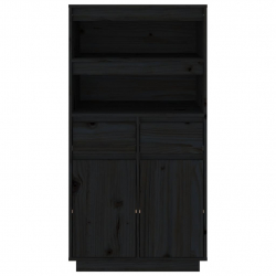 Kredens, czarny, 60x40x116,5 cm, lite drewno sosnowe