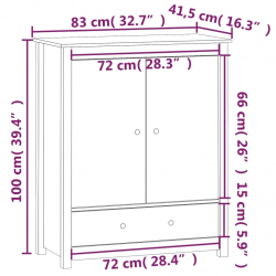Szafka, szara, 83x41,5x100 cm, lite drewno sosnowe
