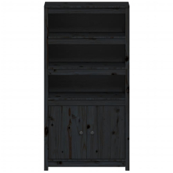Szafka, czarna, 80x35x154 cm, lite drewno sosnowe