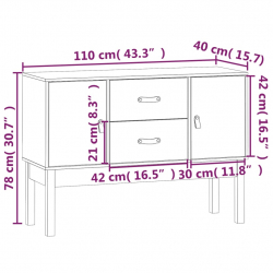 Szafka, czarna, 110x40x78 cm, lite drewno sosnowe