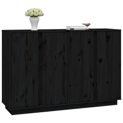 Szafka, czarna 120x35x80 cm, lite drewno sosnowe