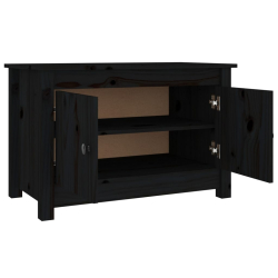 Szafka na buty, czarna, 70x38x45,5 cm, lite drewno sosnowe
