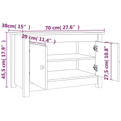 Szafka na buty, czarna, 70x38x45,5 cm, lite drewno sosnowe