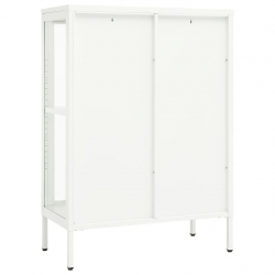 Szafka boczna, biała, 75x35x105 cm, stal i szkło