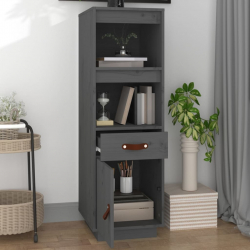 Szafka, szara, 34x40x108,5 cm, lite drewno sosnowe