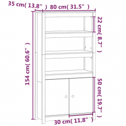 Szafka, 80x35x154 cm, lite drewno sosnowe