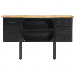 Komoda, 110x30x65 cm, lite surowe drewno mango i stal