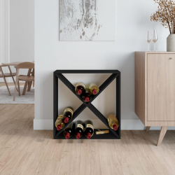 Szafka na wino, czarny, 62x25x62 cm, lite drewno sosnowe