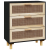 Komoda, czarna, 60x30x70 cm, lita sosna i naturalny rattan